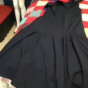 Eshakti Navy Blue One Shoulder Cotton Maxi Dress